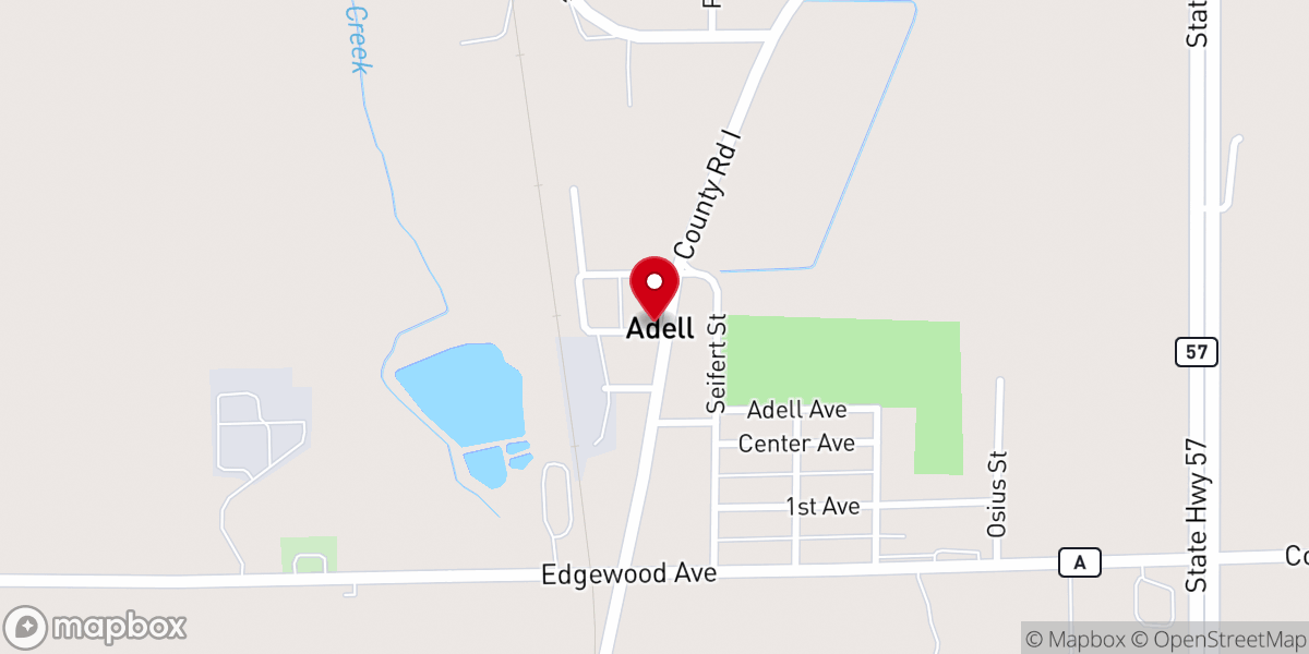 Map showing location of Adell