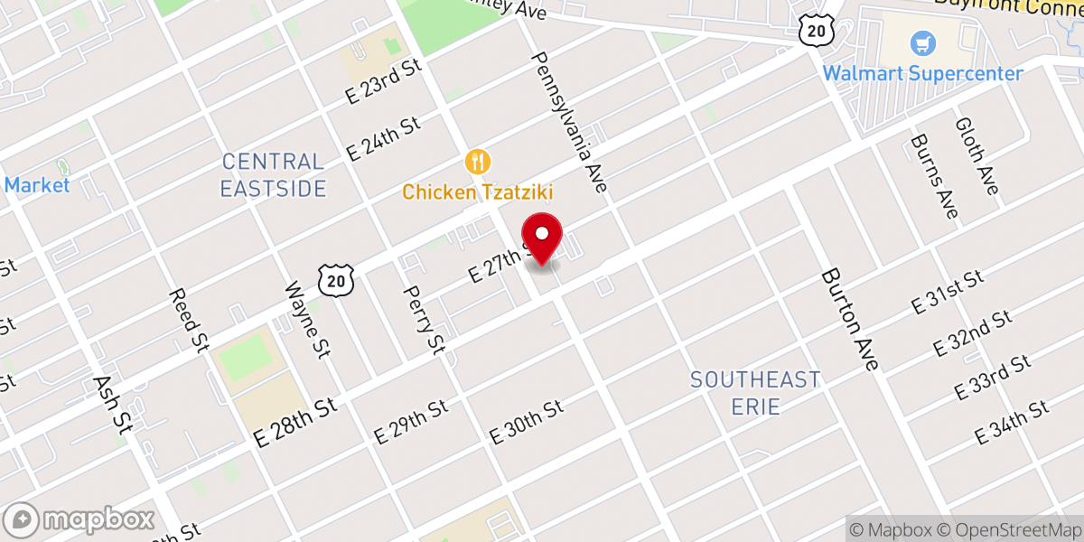 Map showing location of Holy Rosary Church
