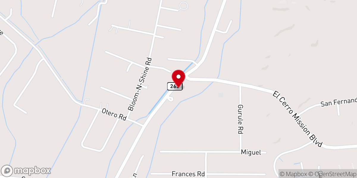 Map showing location of El Cerro Church