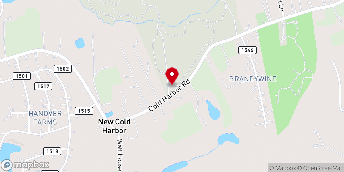 Map showing location of Cold Harbor Battlefield Visitor Center