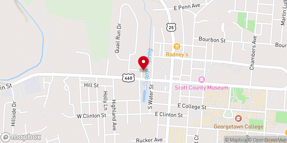 Map showing location of Royal Springs Baptist Church