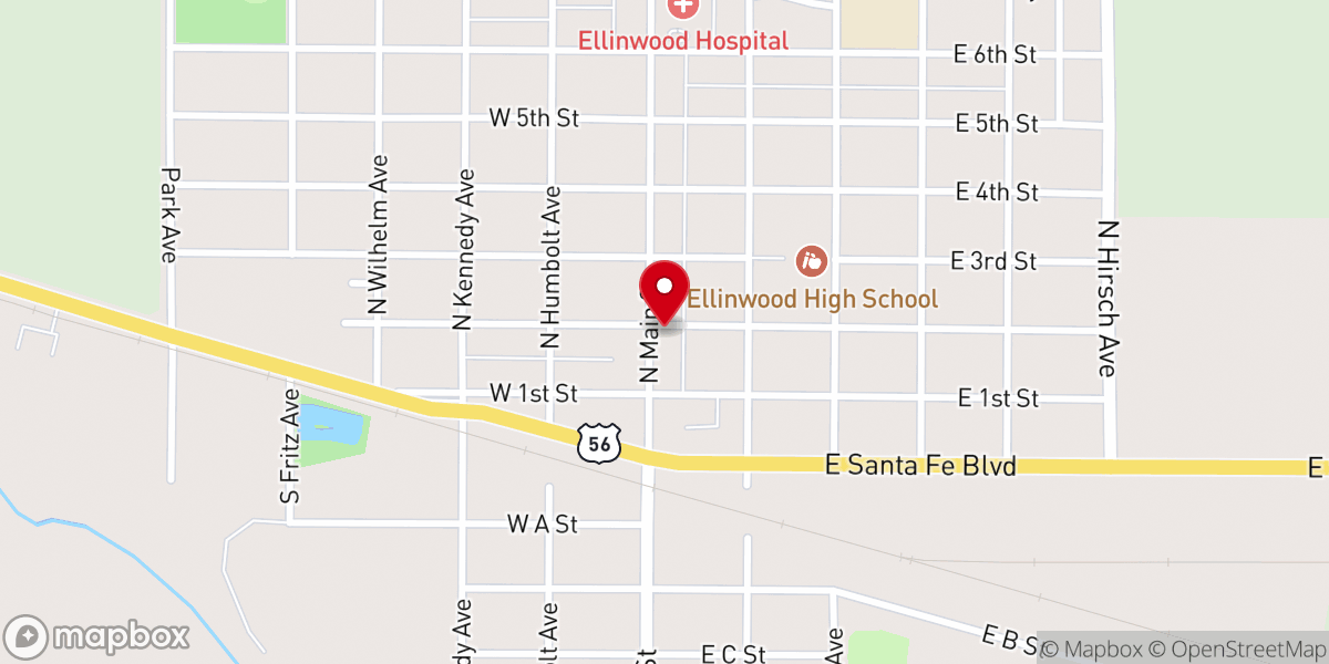 Map showing location of Ellinwood