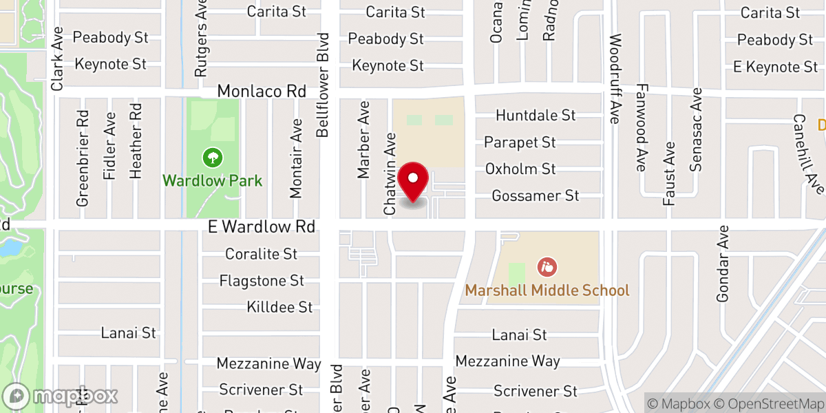 Map showing location of Long Beach Christian Reformed Church