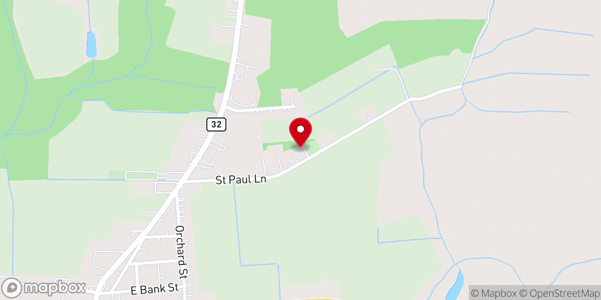 Map showing location of St. Paul Baptist Church