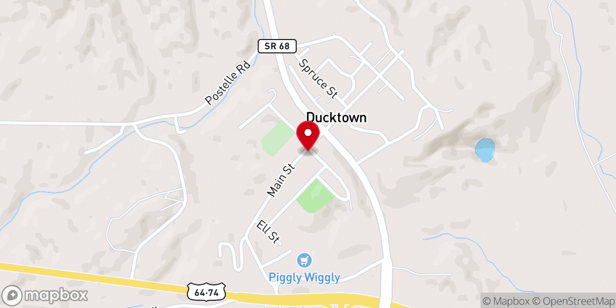 Map showing location of Mine City Baptist Church
