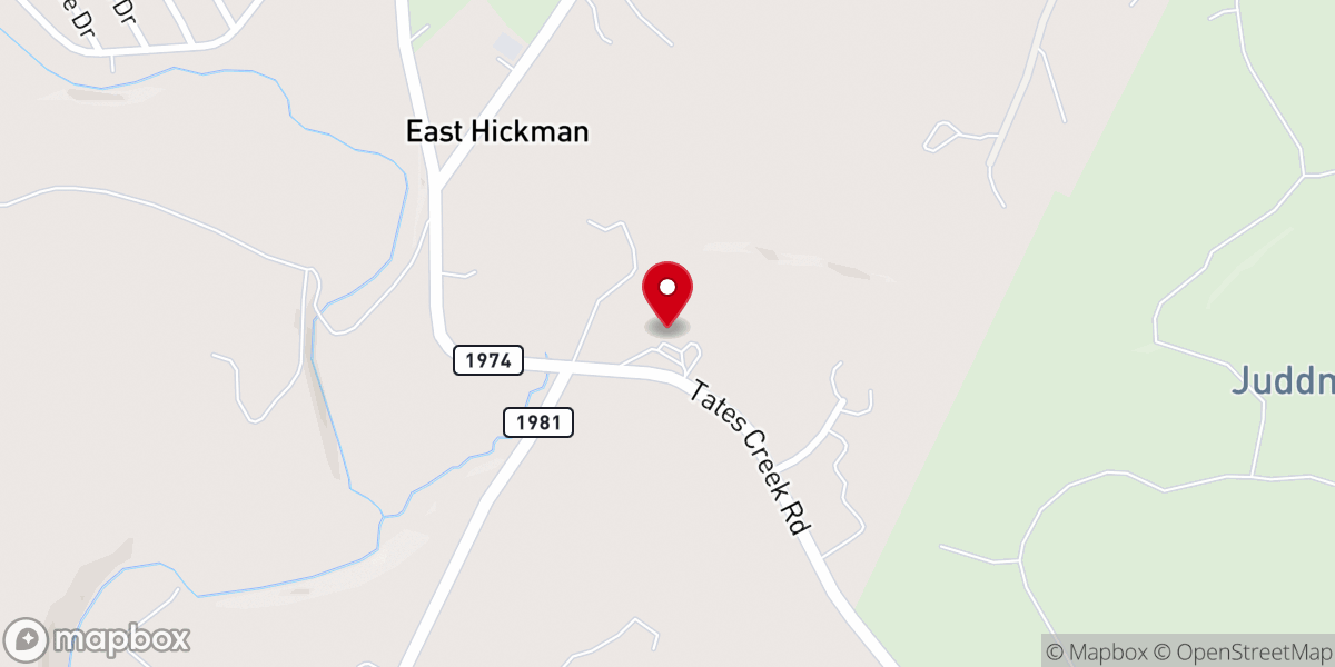Map showing location of East Hickman Baptist Church