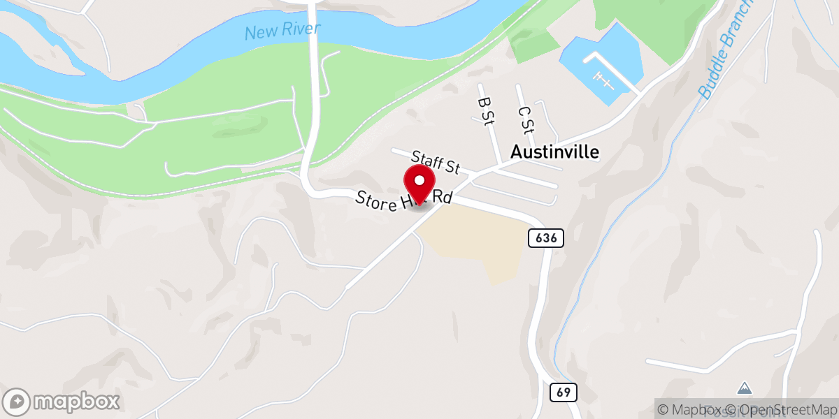Map showing location of Austinville Baptist Church