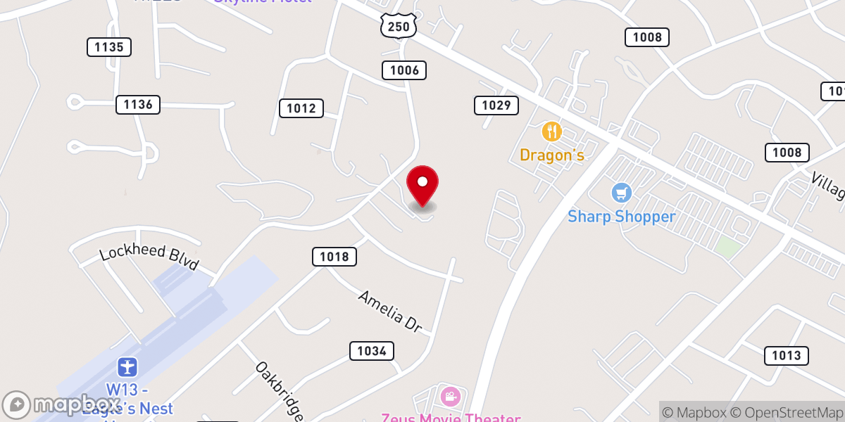 Map showing location of Aero Drive Church