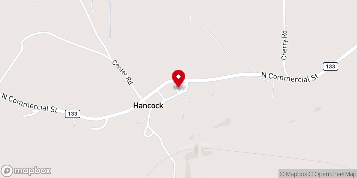 Map showing location of Hancock Christian Church