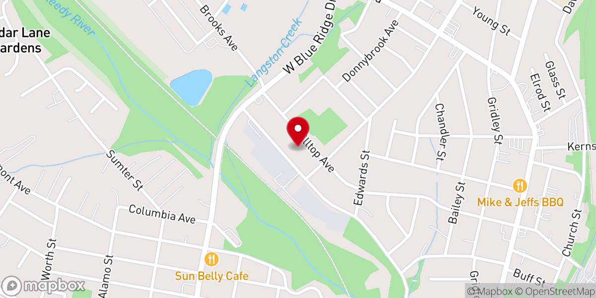 Map showing location of Hilltop Avenue Baptist Church