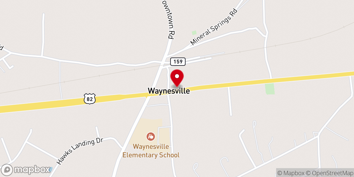 Map showing location of Waynesville