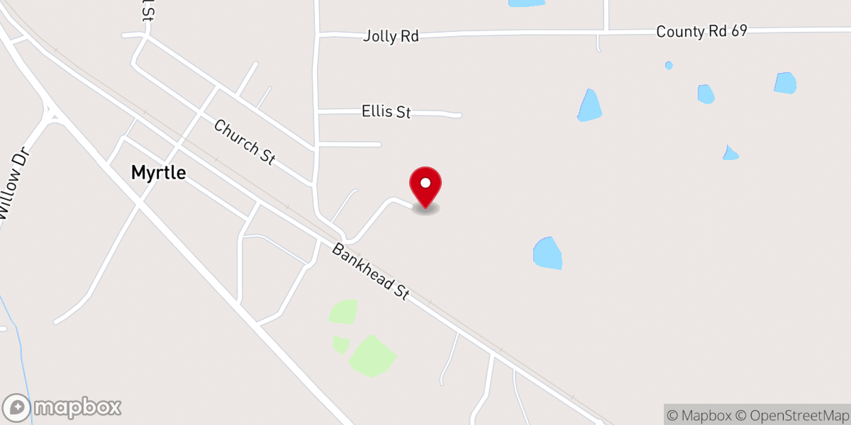 Map showing location of Pine Bluff Church