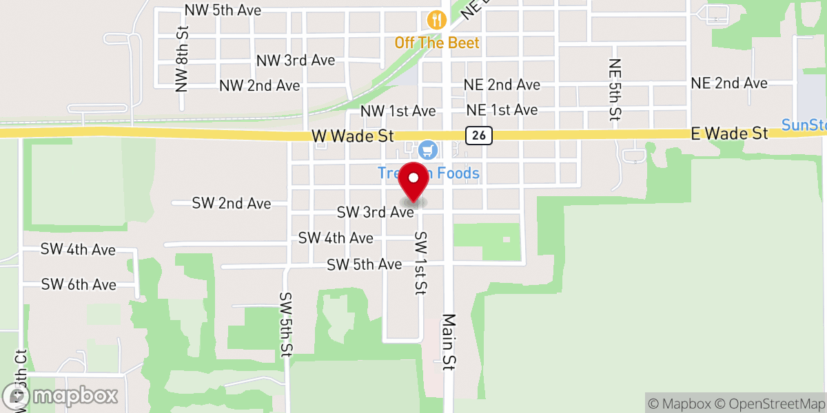 Map showing location of Trenton Church of God