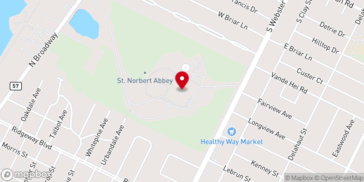 Map showing location of Norbertine Center for Spirituality