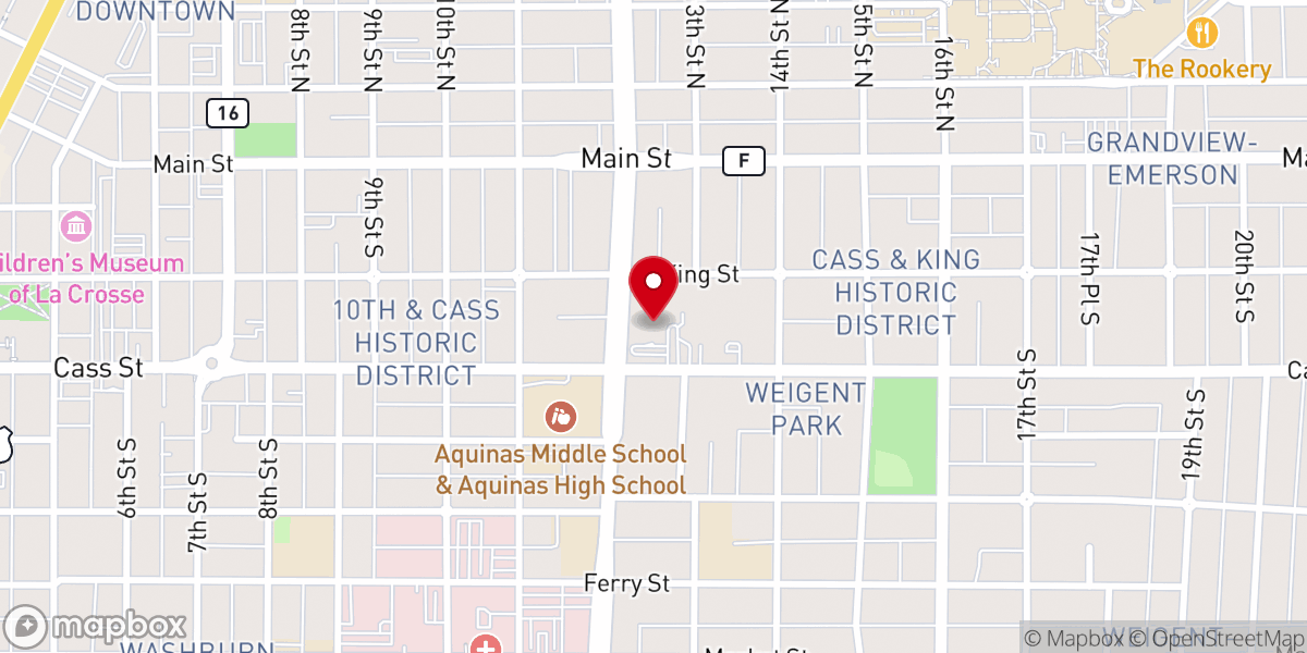 Map showing location of First Presbyterian Church Of La Crosse