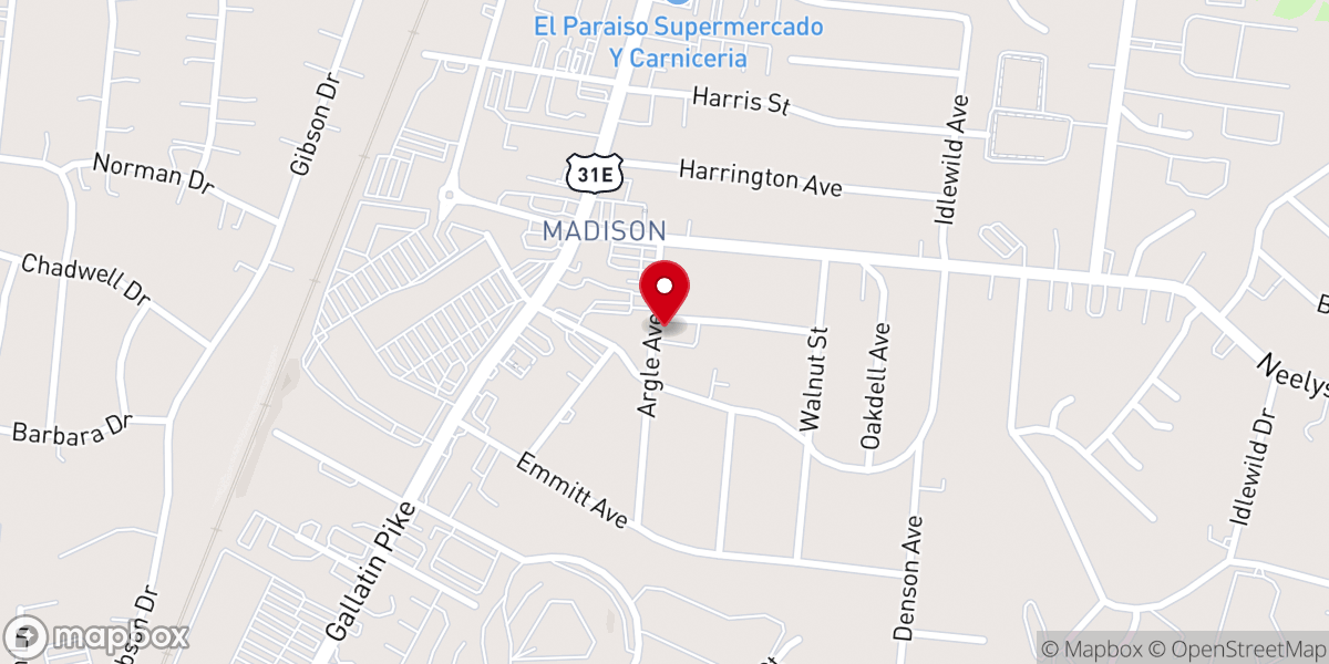 Map showing location of Madison First Cumberland Presbyterian Church