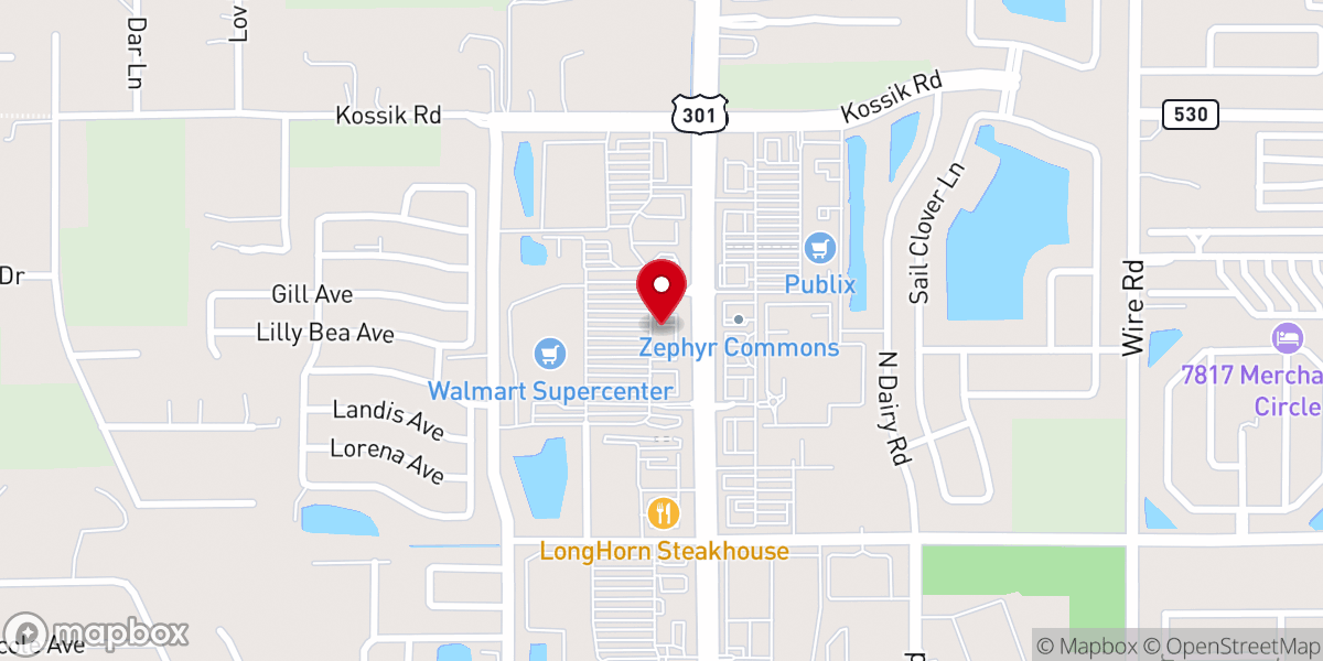 Map showing location of Aspen Dental - Zephyrhills, FL