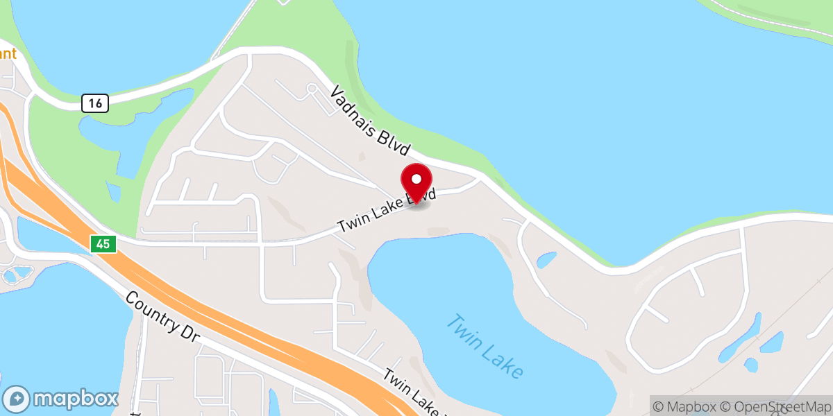 Map showing location of Lake Vadnais Church
