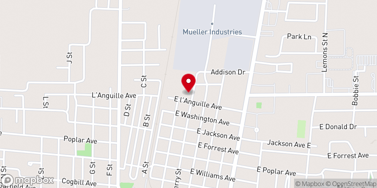 Map showing location of New Life Baptist Church