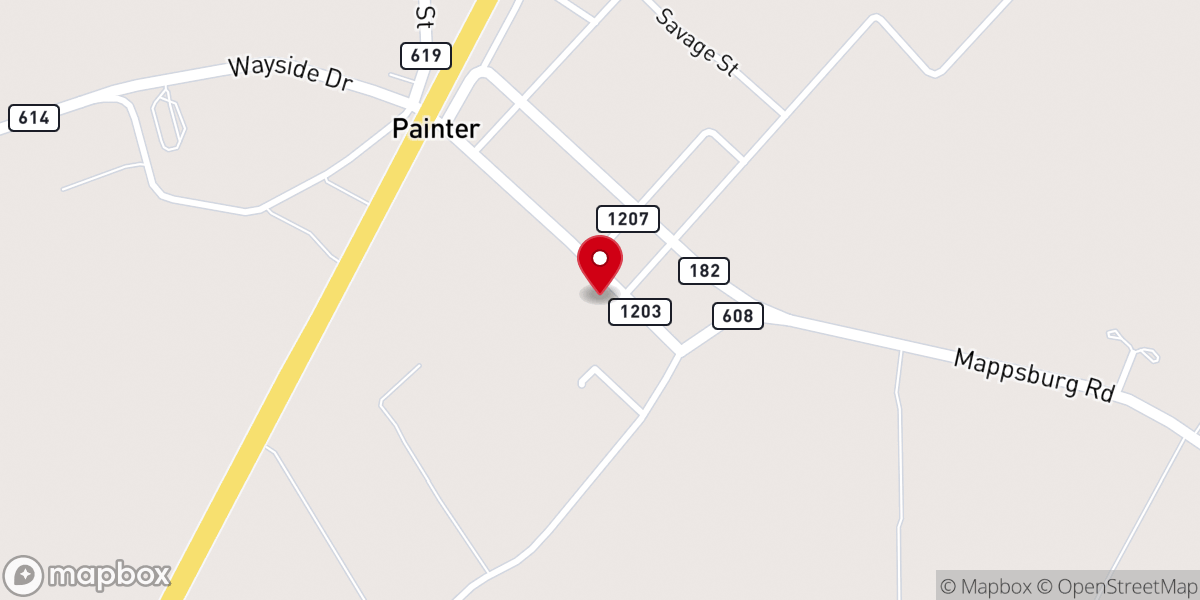 Map showing location of Painter Garrison's