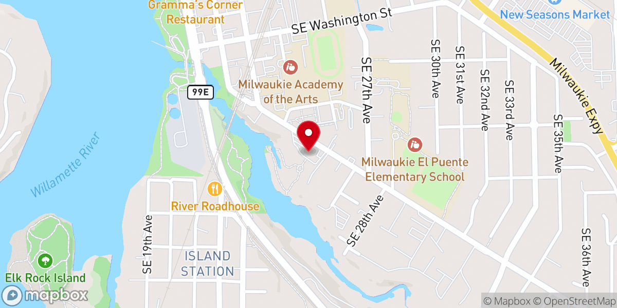 Map showing location of Milwaukie Presbyterian Church