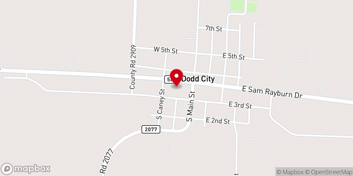Map showing location of City of Dodd City