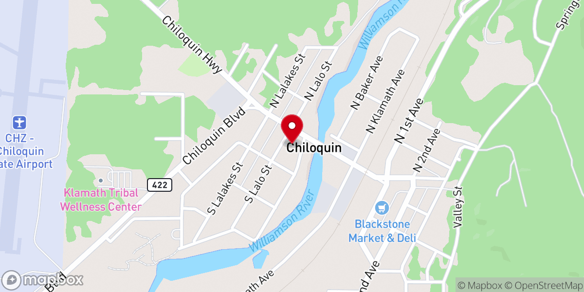 Map showing location of Chiloquin Seventh-Day Adventist Church