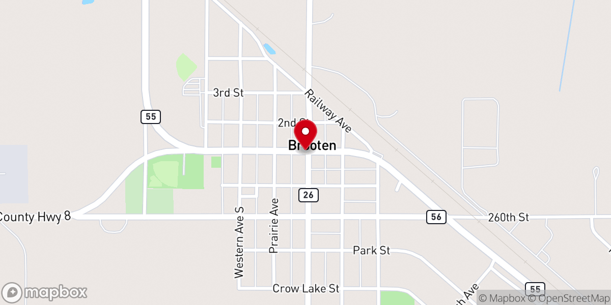 Map showing location of Brooten