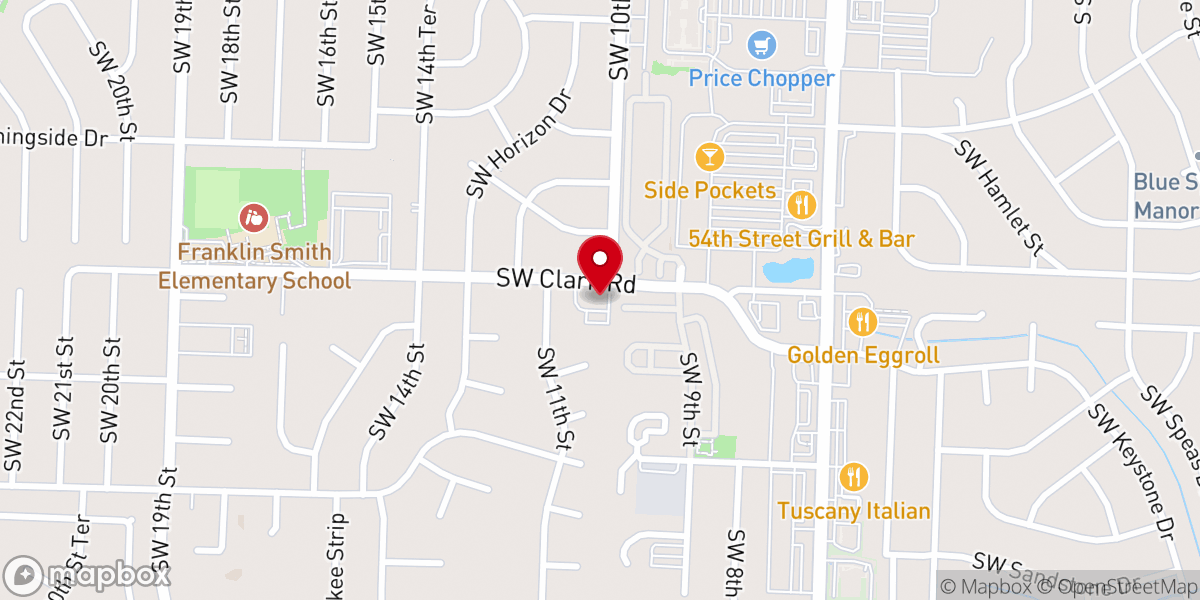 Map showing location of Blue Springs Church of Christ
