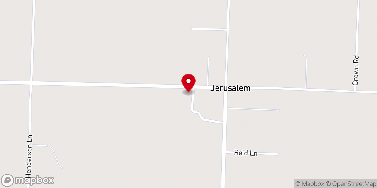 Map showing location of Jerusalem Freewill Baptist Church