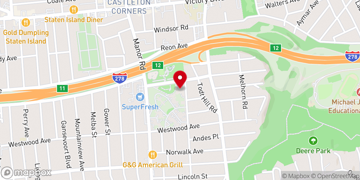 Map showing location of Todt Hill Friendship Club OAC