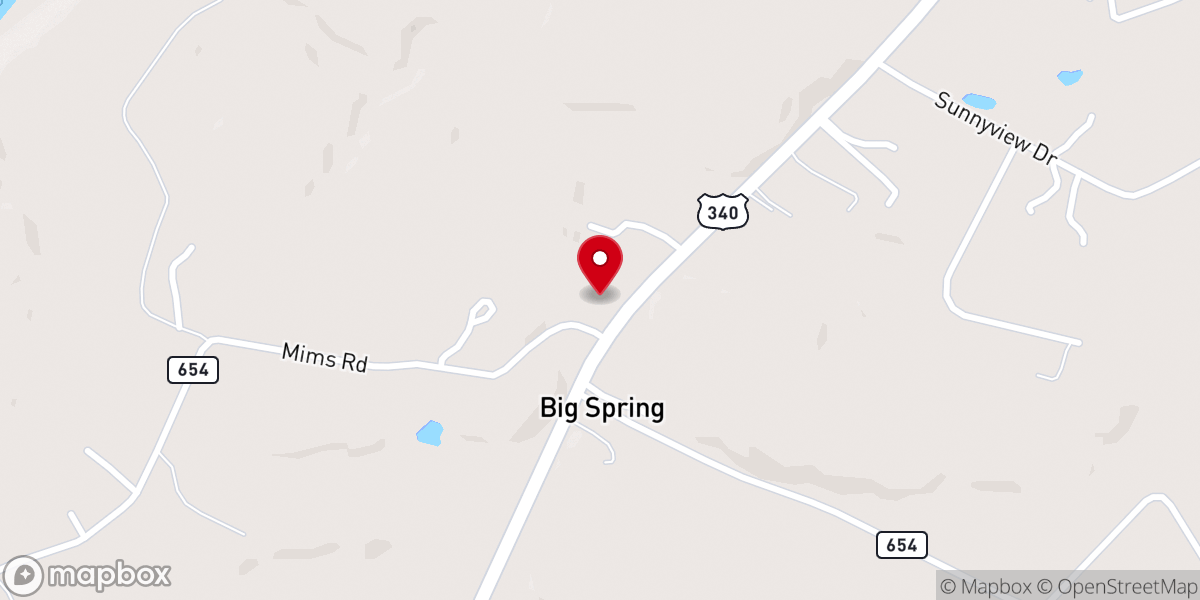 Map showing location of Big Spring Mennonite Church