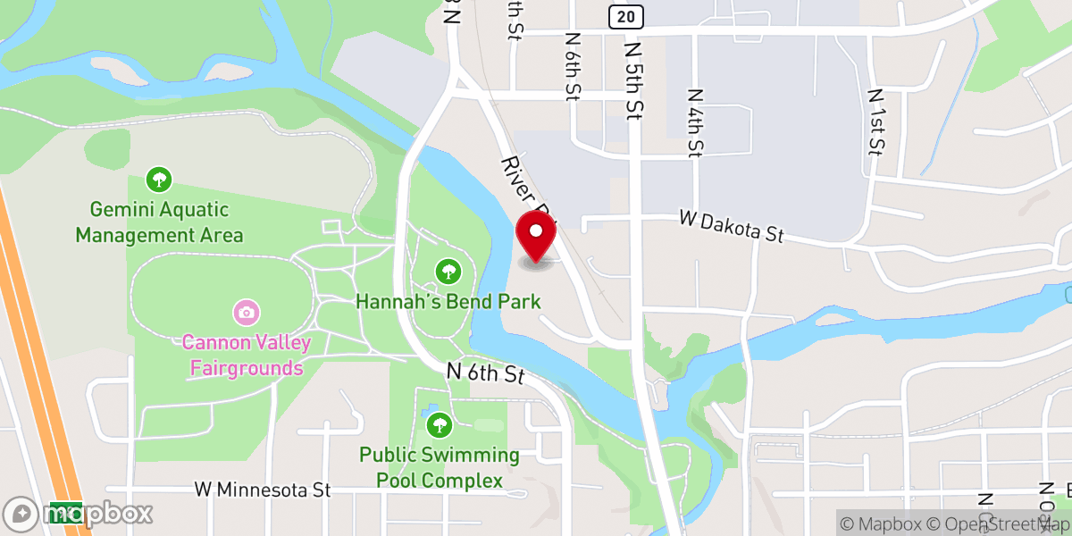 Map showing location of Cannon Falls Area Chamber of Commerce