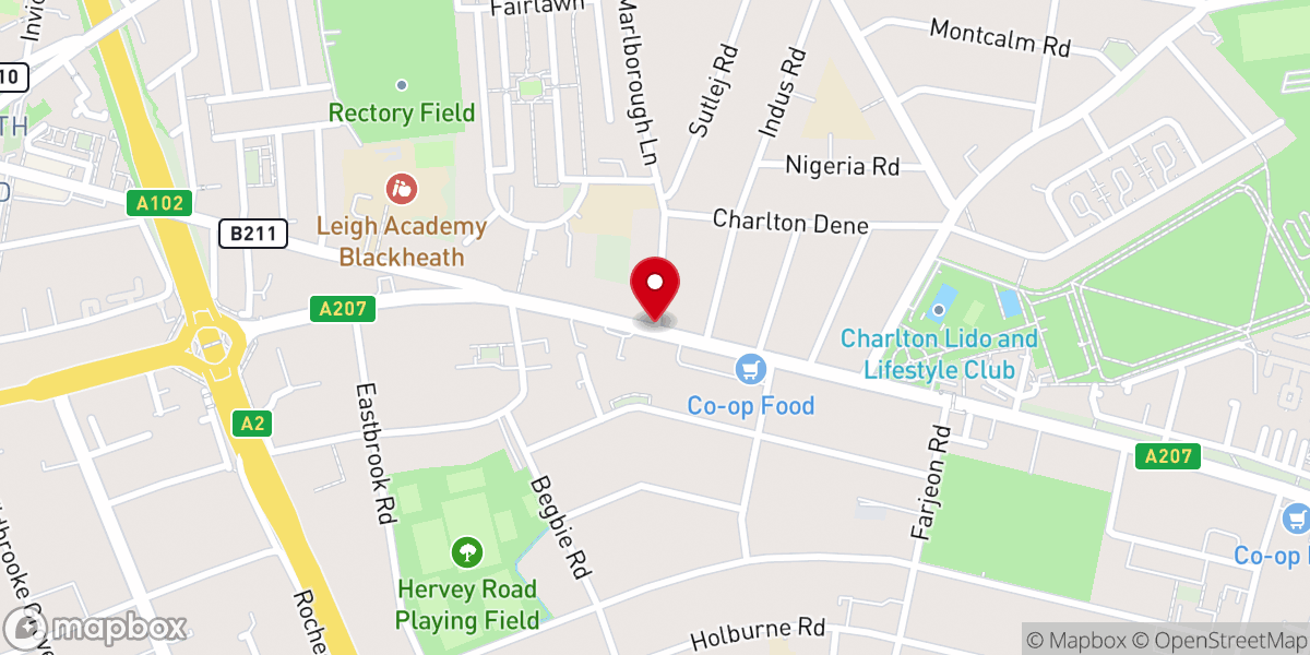 Map showing location of Blackheath & Charlton Baptist Church (BCB Church)