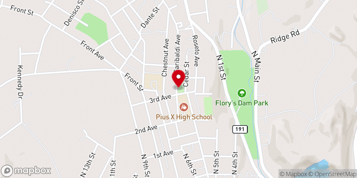 Map showing location of Our Lady of Mount Carmel Catholic Church