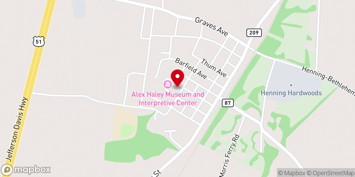 Map showing location of Alex Haley Museum and Interpretive Center