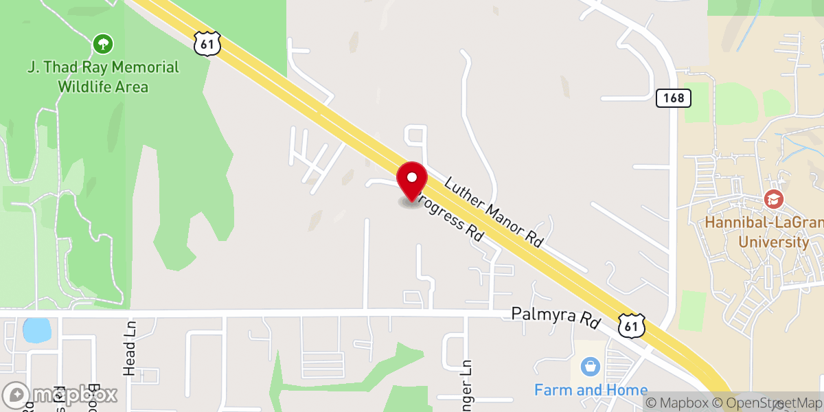 Map showing location of Hannibal Baptist Church