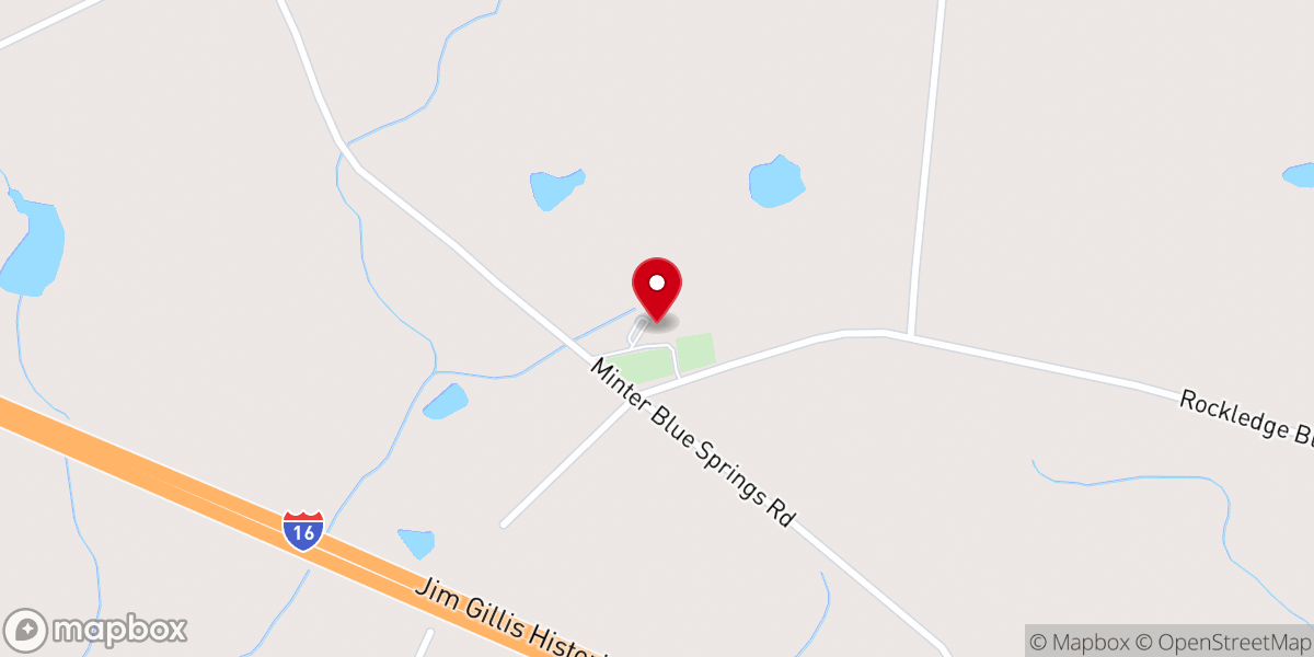 Map showing location of Blue Springs Baptist Church
