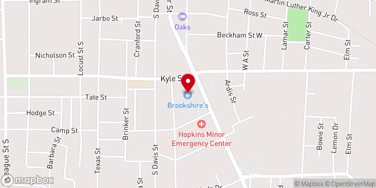Map showing location of Brookshire's