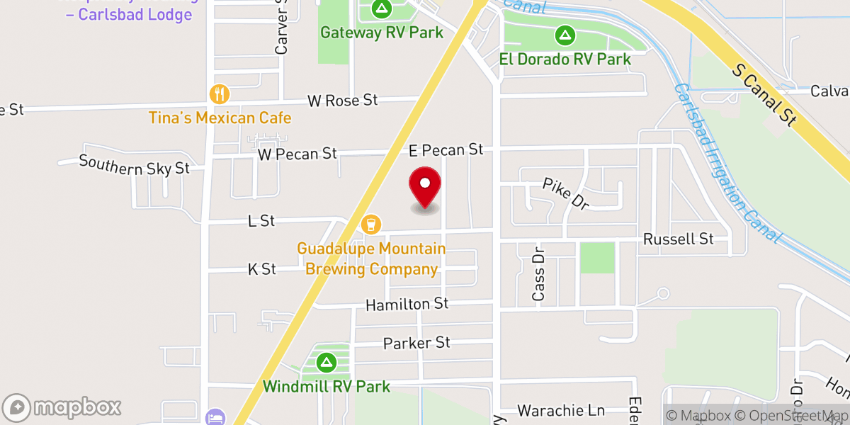 Map showing location of Cavern Baptist Church