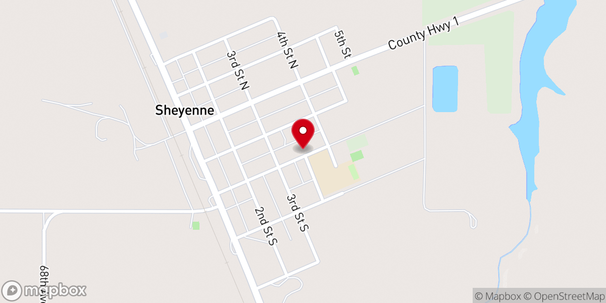 Map showing location of Sheyenne-Oberon Area Ministry