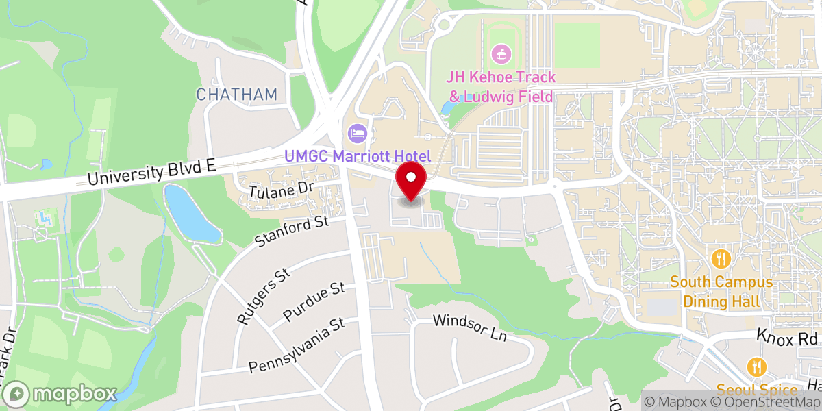 Map showing location of University Baptist Church