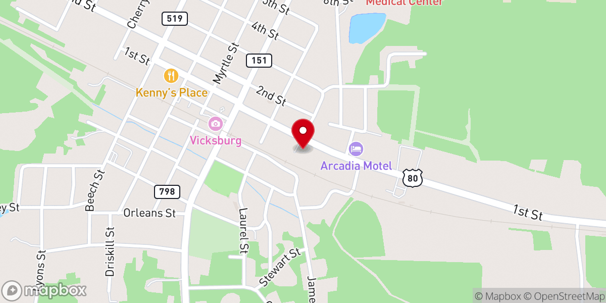 Map showing location of First Pentecostal Church of Arcadia