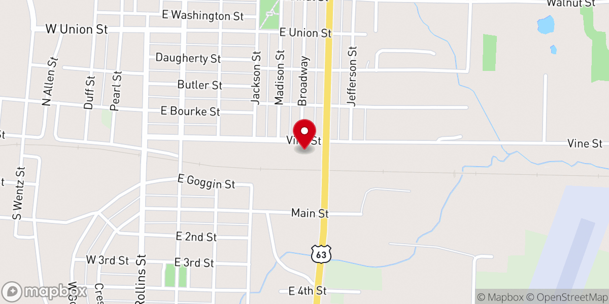Map showing location of Gospel Center Church
