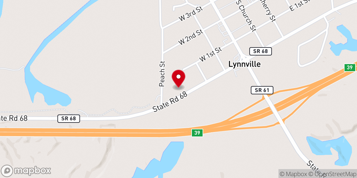 Map showing location of Lynnville Community Center