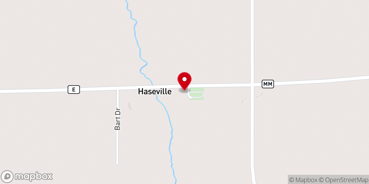 Map showing location of Haseville United Methodist Church