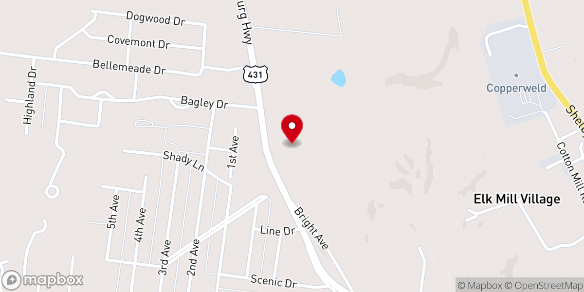 Map showing location of Cumberland Presbyterian Church