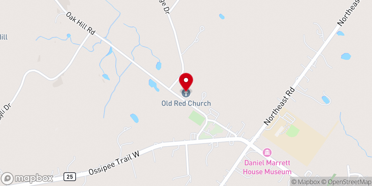 Map showing location of Old Red Church