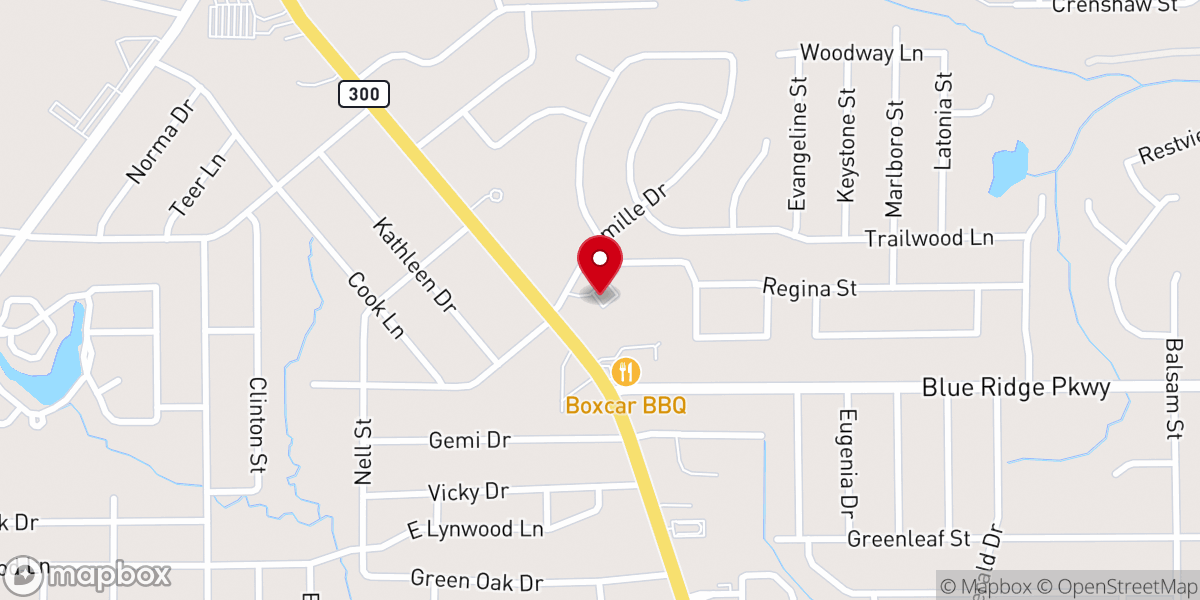 Map showing location of Camille Acres Baptist Church