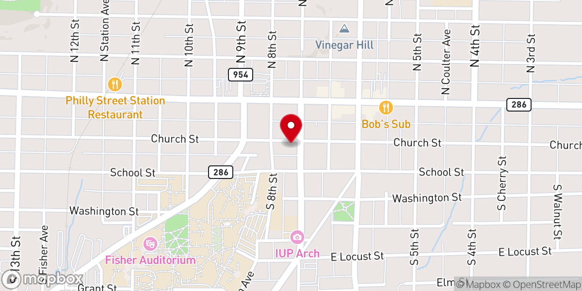 Map showing location of Grace Church Office and Youth Center